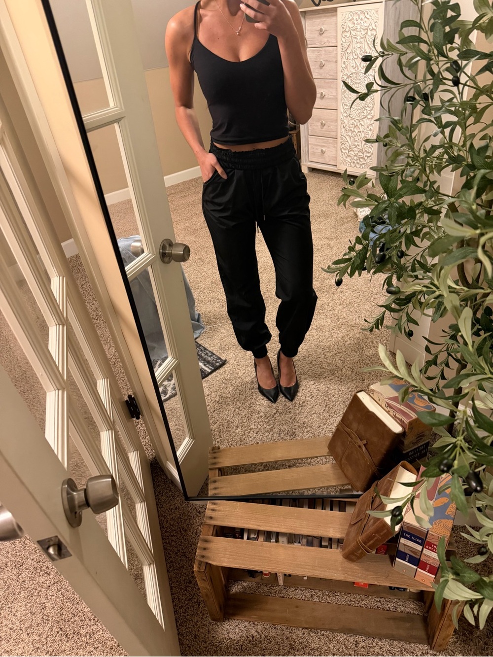 Black High-Waist Jogger Pants for Women